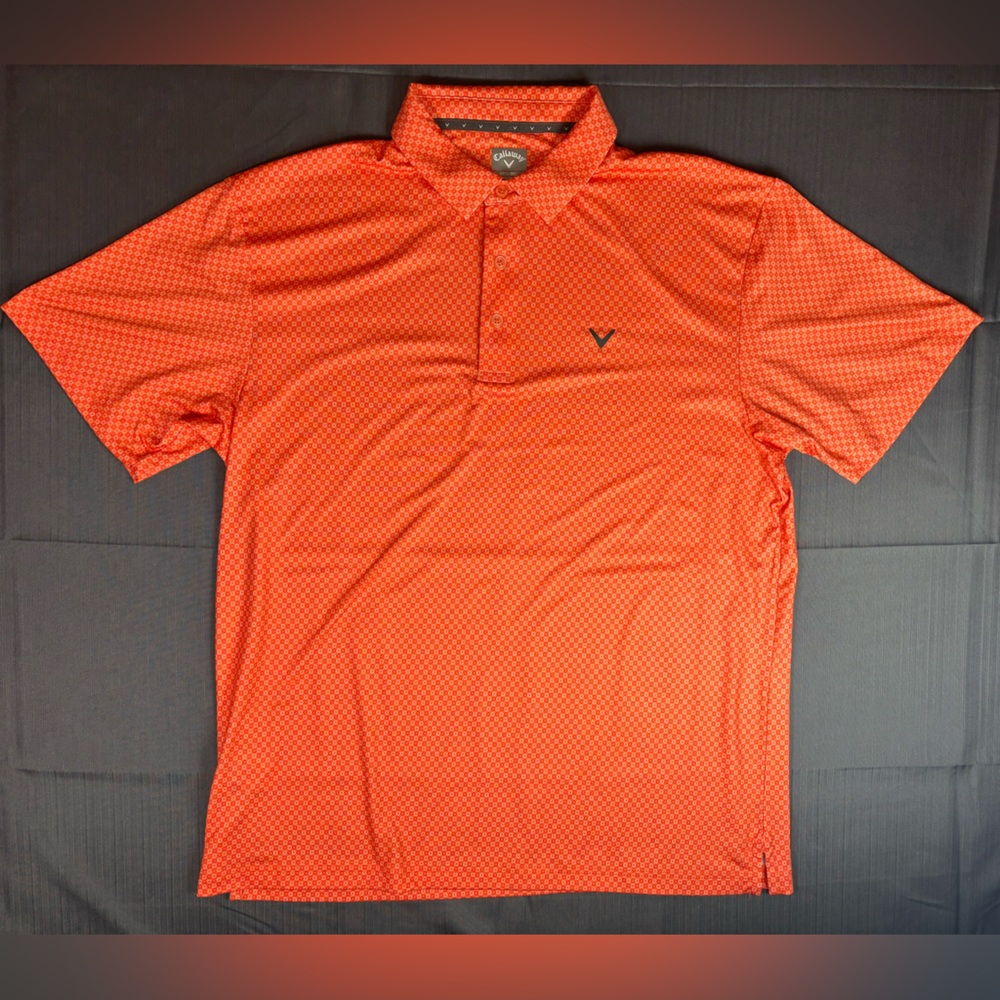 Callaway Opti-Dri Golf Polo Shirt – Orange Geometric Print Size Large